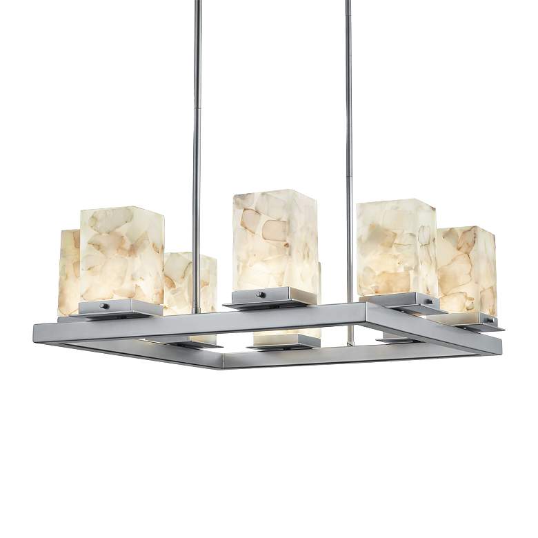 Image 1 Alabaster Rocks! Laguna 25 inchW Nickel LED Outdoor Chandelier