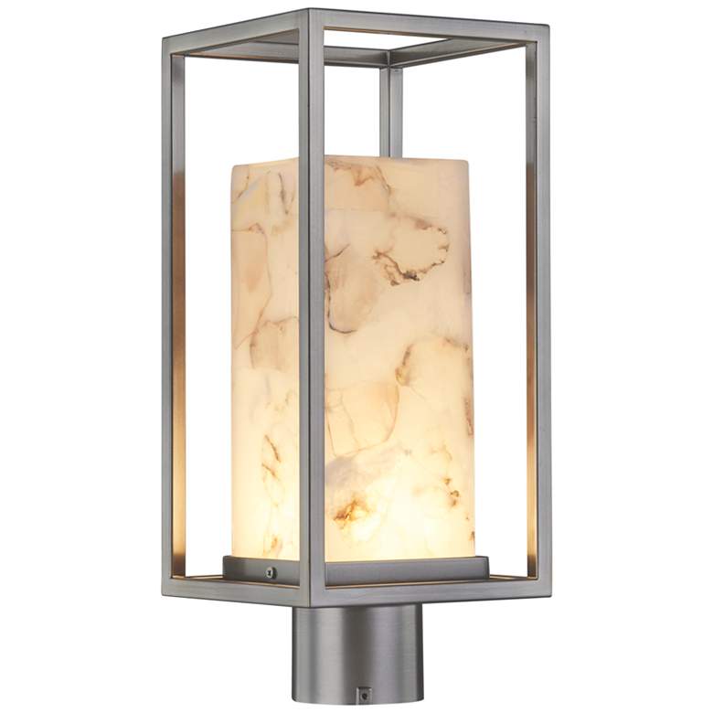 Image 1 Alabaster Rocks Laguna 7" Wide Brushed Nickel LED Outdoor Post Light