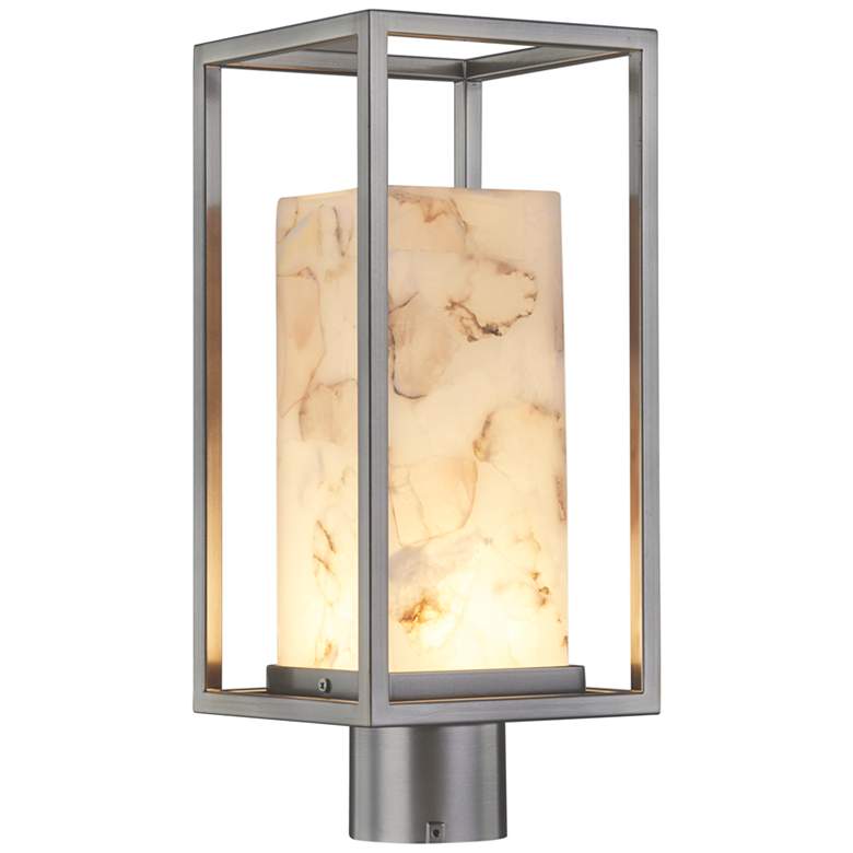 Image 1 Alabaster Rocks Laguna 7 inch Wide Brushed Nickel LED Outdoor Post Light