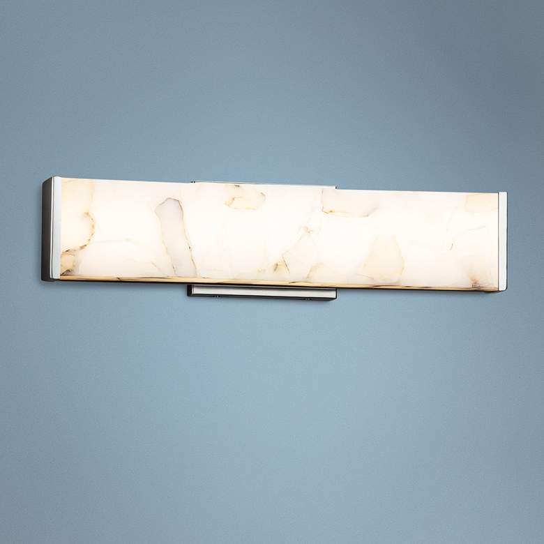 Image 1 Alabaster Rocks! Latitude 18 1/2"W Nickel LED Bath Light