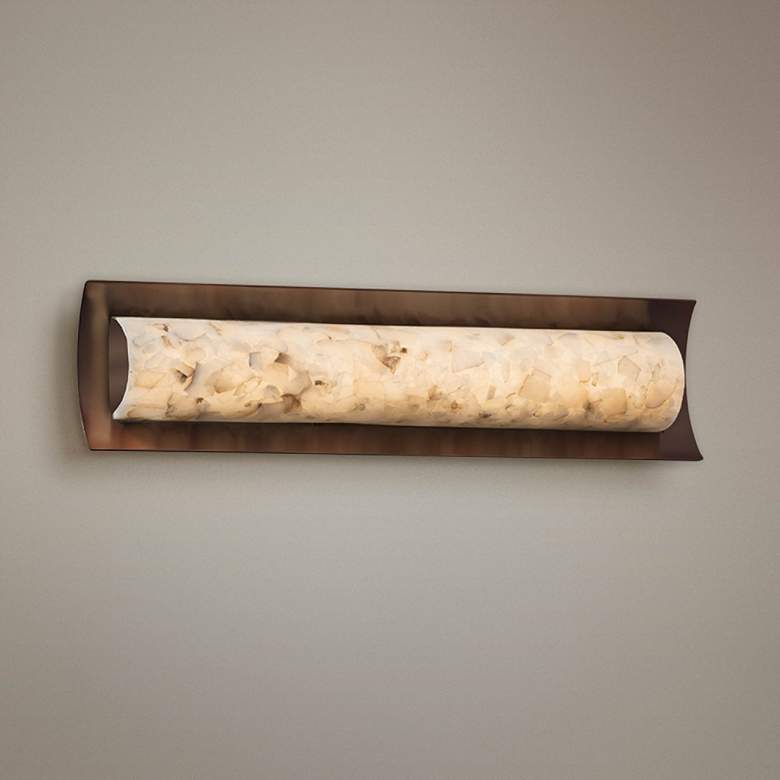Image 1 Alabaster Rocks! Lineate 21 1/2"W Bronze LED Bath Light