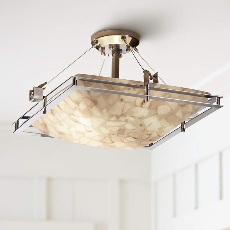 Image 1 Alabaster Rocks Metropolis 22 inch Wide Brushed Nickel LED Ceiling Light