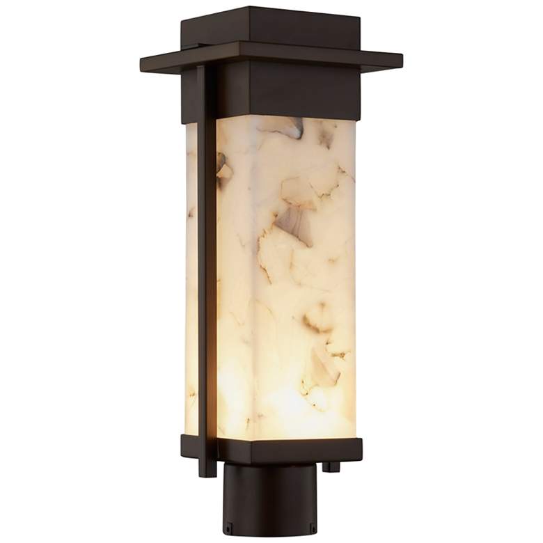 Image 1 Alabaster Rocks Pacific 7 inch Wide Dark Bronze LED Outdoor Post Light