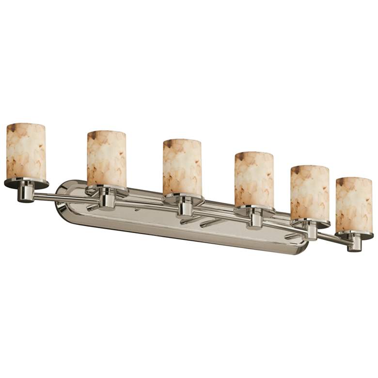 Image 1 Alabaster Rocks Rondo 43 3/4 inchW Brushed Nickel LED 6-Light Bath Light