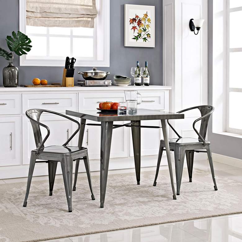 Image 4 Alacrity 32 inch Wide Gunmetal Gray Square Metal Dining Table more views