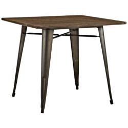 Alacrity 36&quot; Wide Brown and Gunmetal Square Dining Table