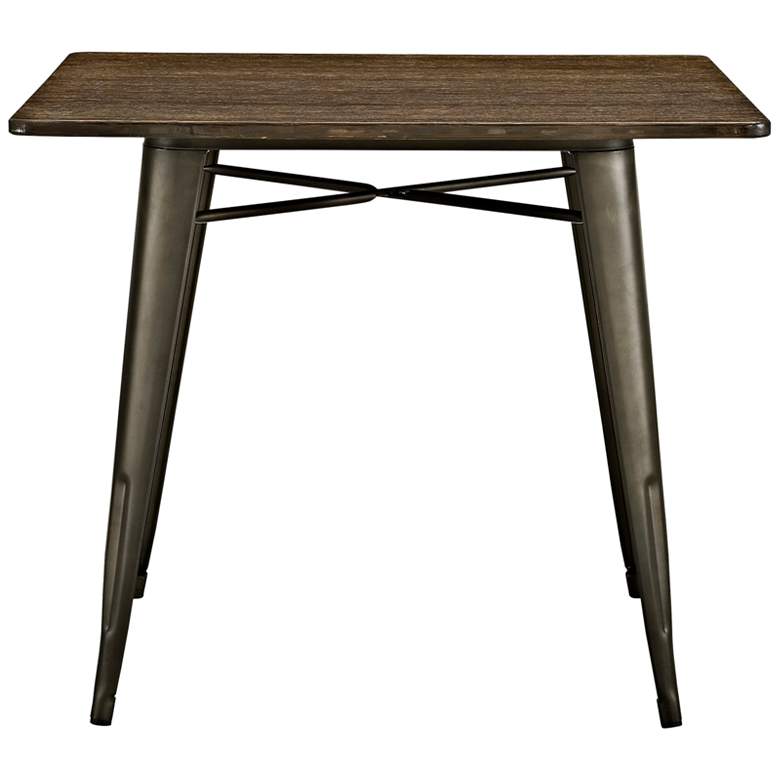 Image 2 Alacrity 36" Wide Brown and Gunmetal Square Dining Table more views
