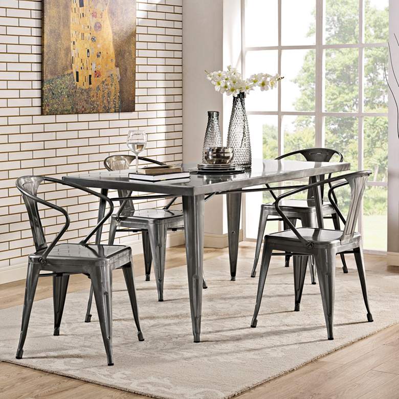 Image 4 Alacrity 59 1/2 inch Wide Gunmetal Gray Rectangular Dining Table more views