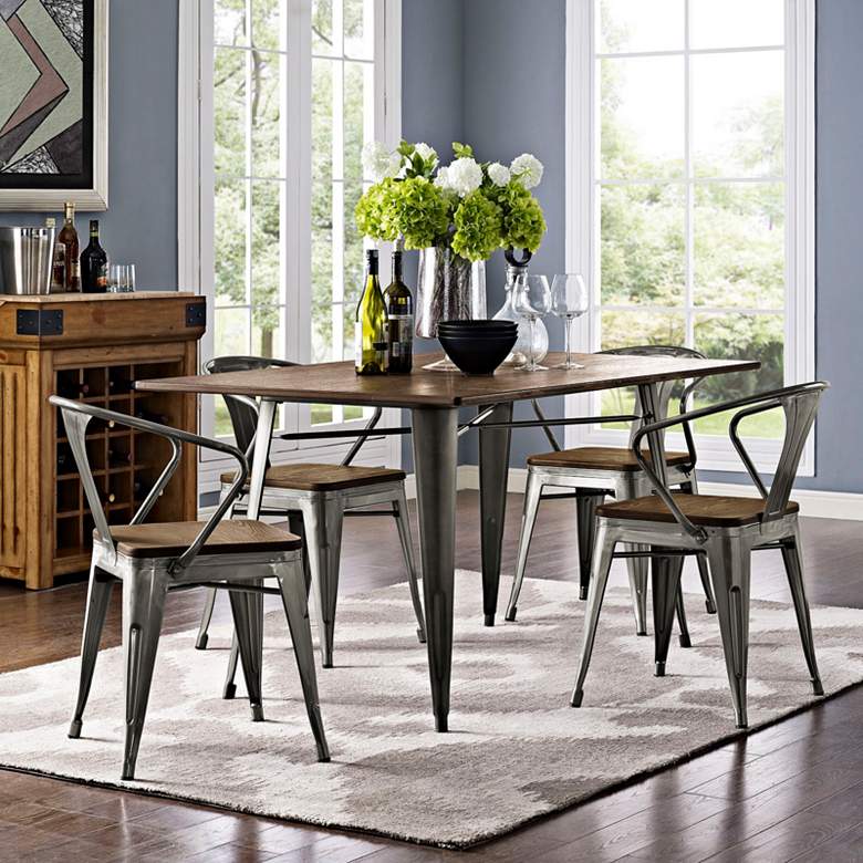 Alacrity 59 inch Wide Brown and Gray Rectangular Dining Table more views