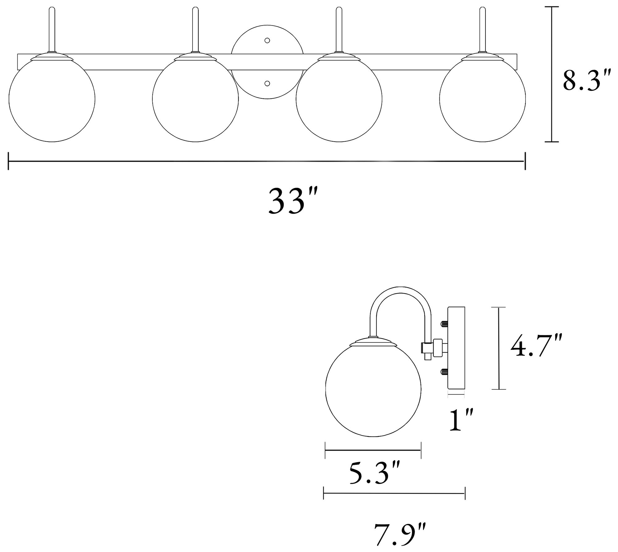 Image 2 Aladarimo 4-Light Opal Glass Bath Vanity Light more views