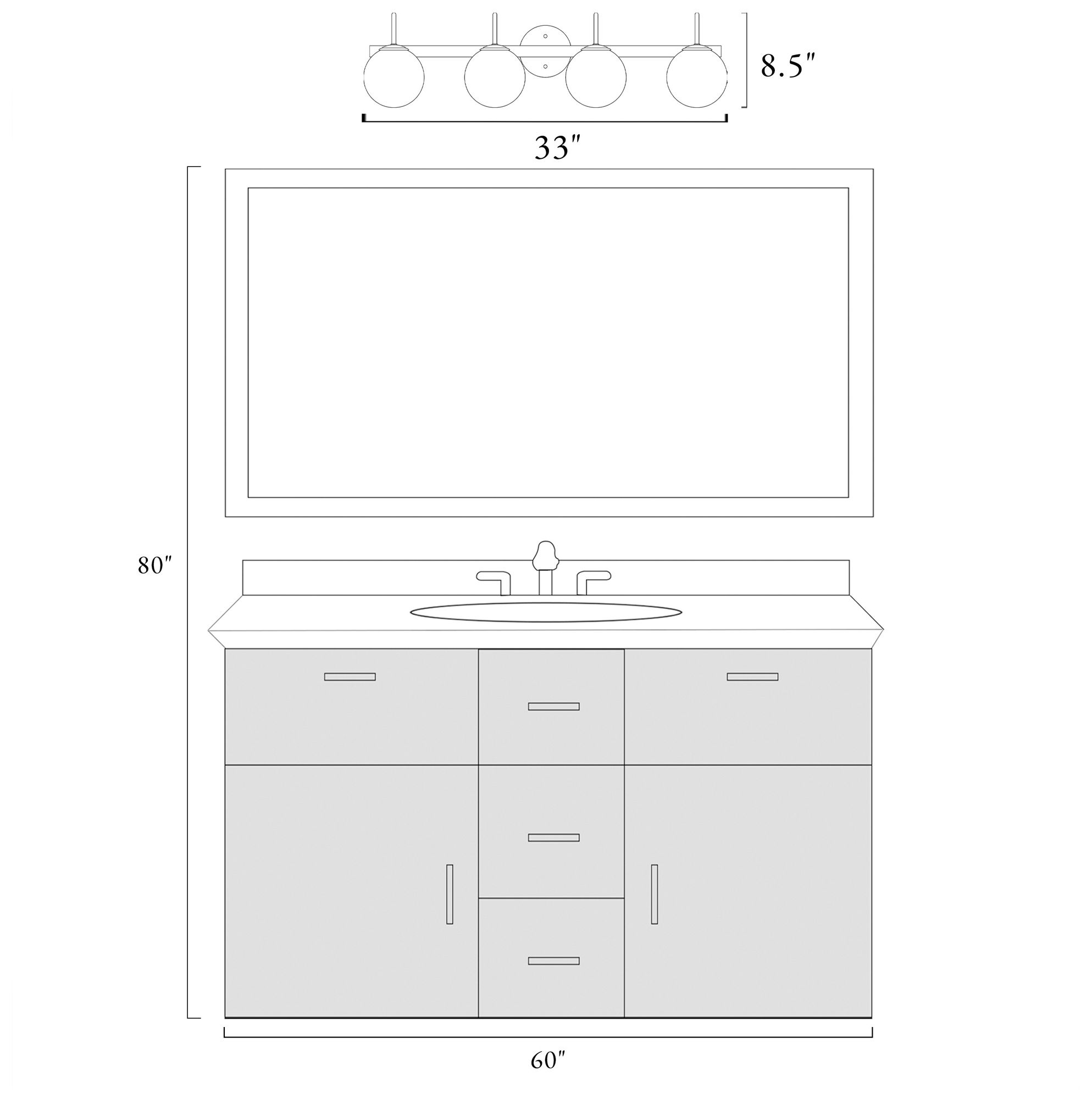 Aladarimo 4-Light Opal Glass Bath Vanity Light
