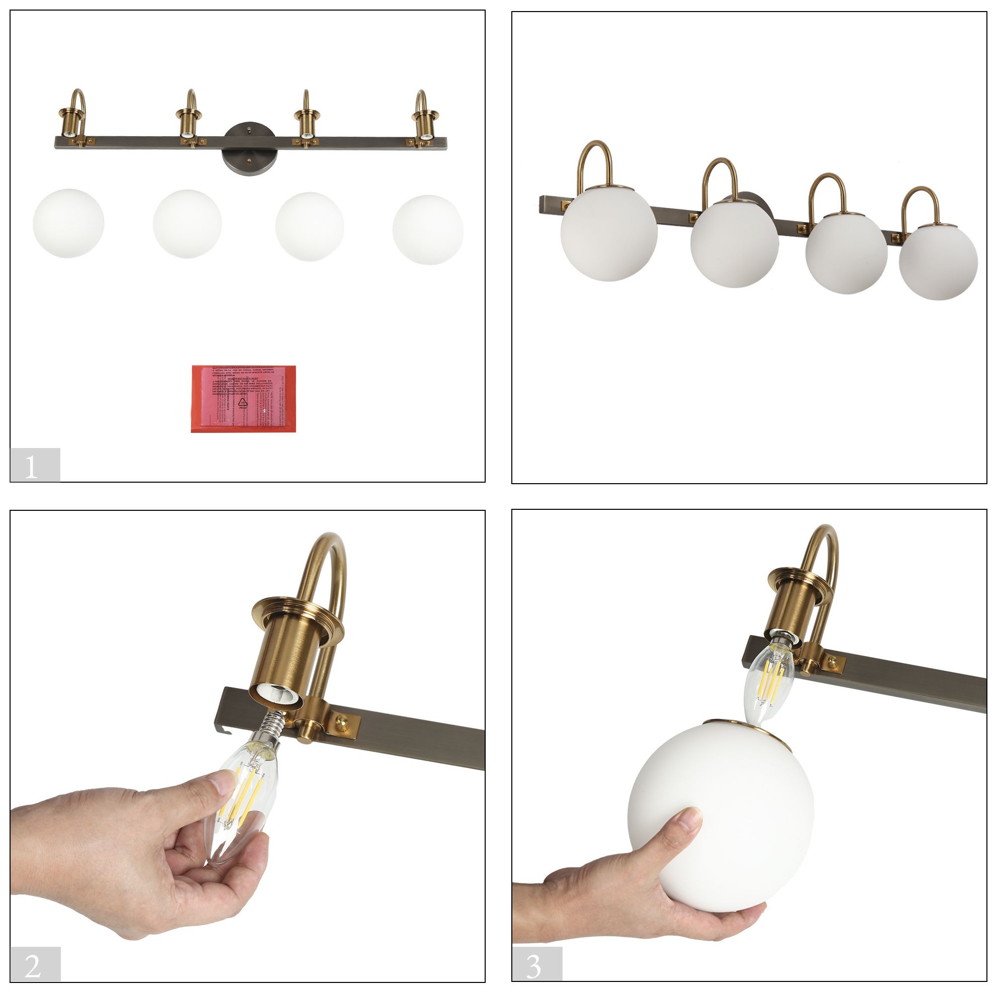 Aladarimo 4-Light Opal Glass Bath Vanity Light