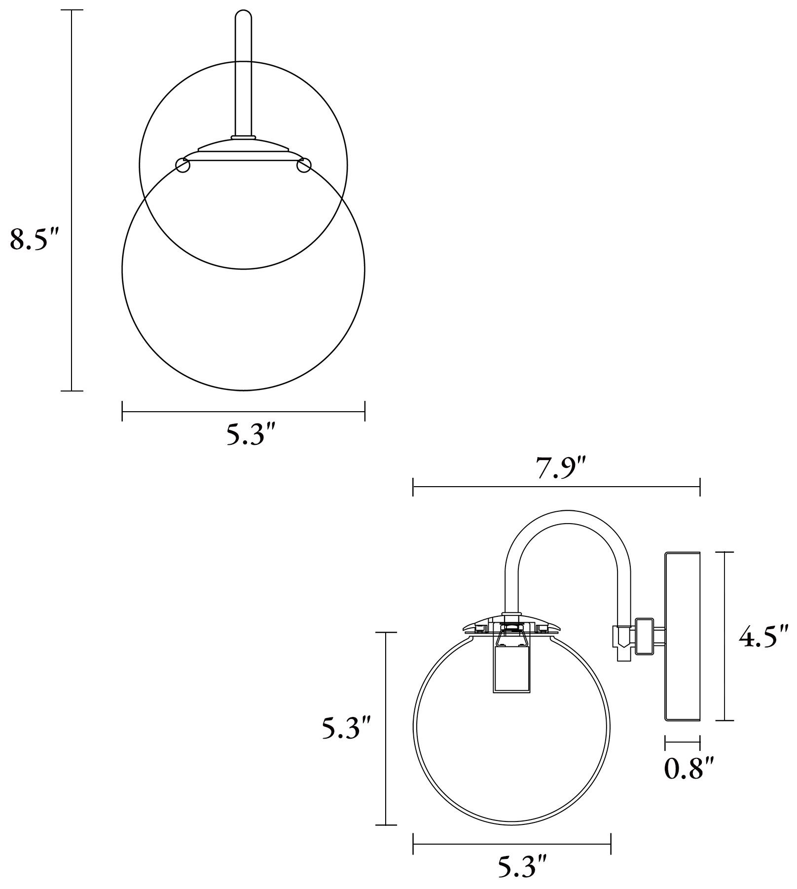 Image 2 Aladarimo 5.3" Wide Opal Ord Glass 1-Light Bathroom Vanity Light more views