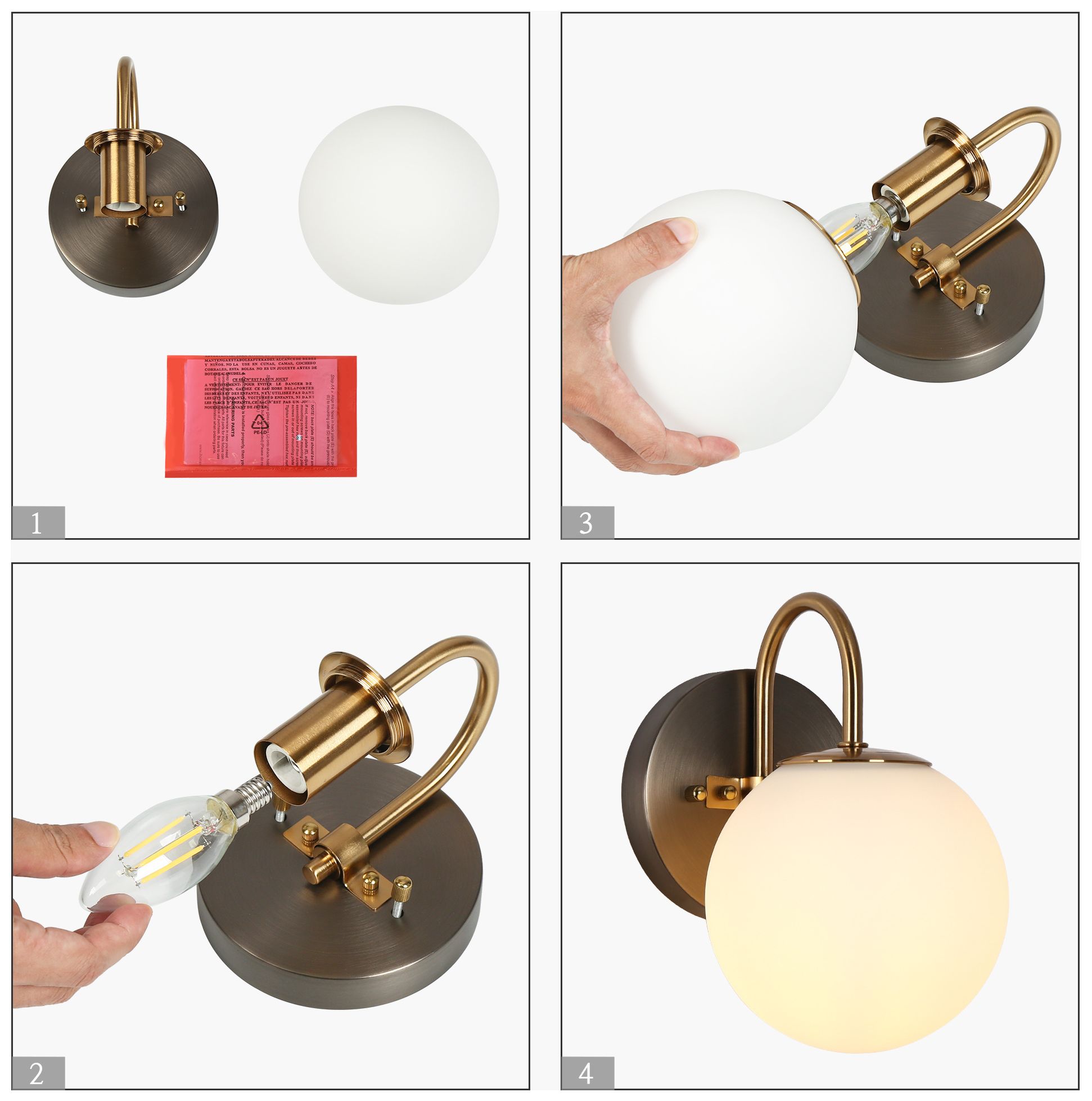 Image 7 Aladarimo 5.3" Wide Opal Ord Glass 1-Light Bathroom Vanity Light more views