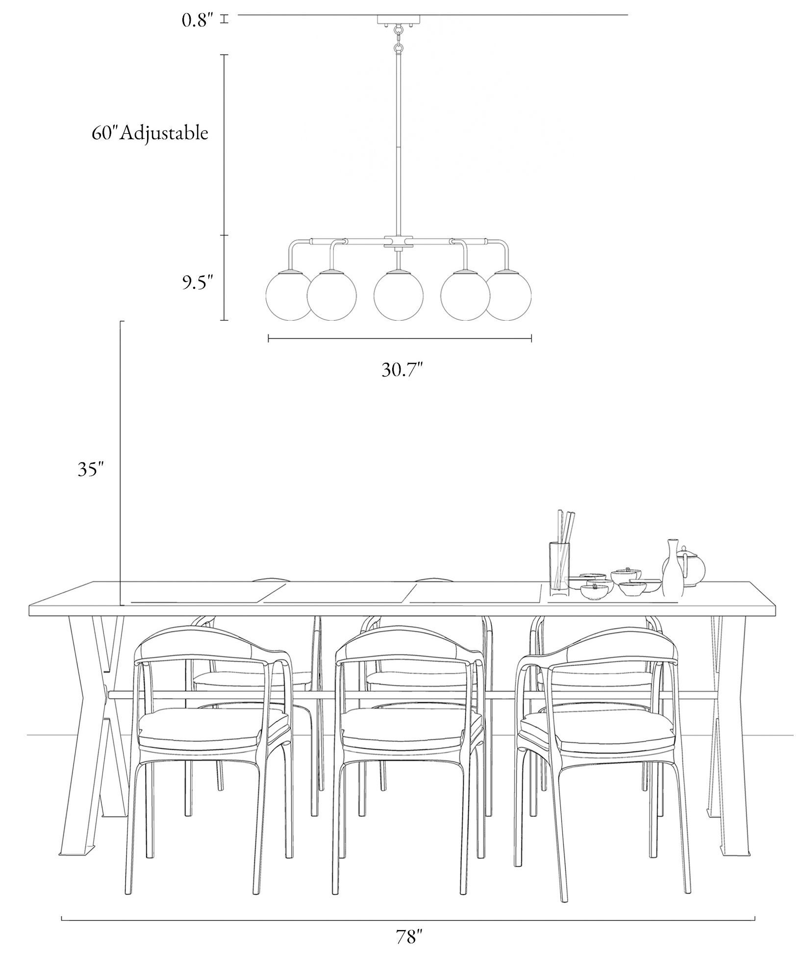 Aladarimo 5-Light Opal Glass Chandelier - Made to Order