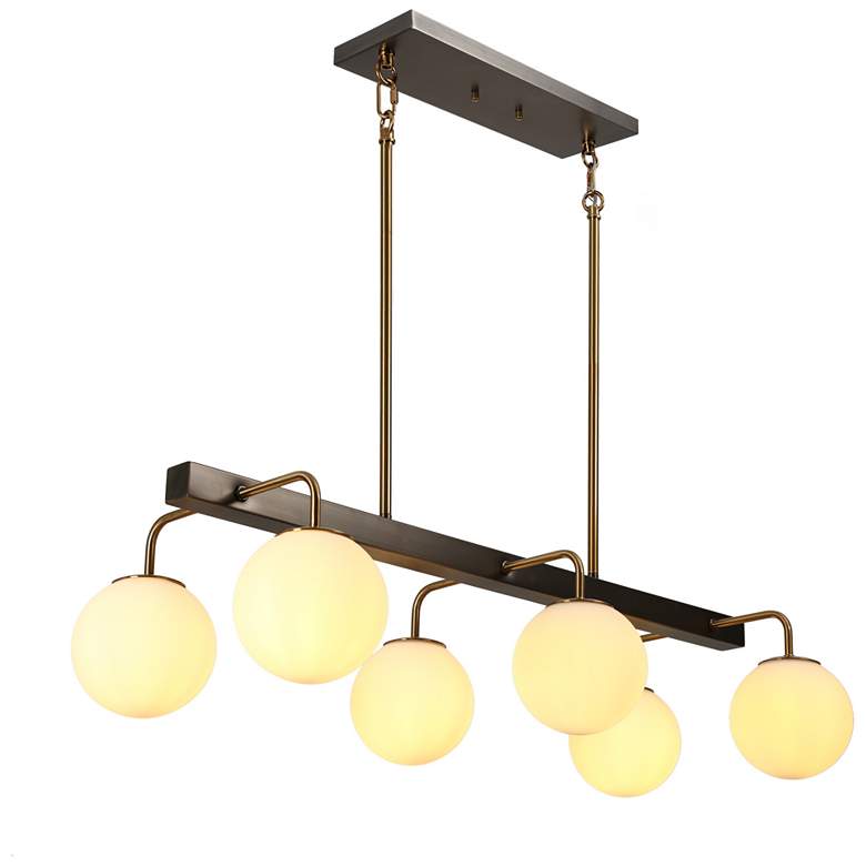Image 1 Aladarimo 6-Light Opal Glass Island Chandelier