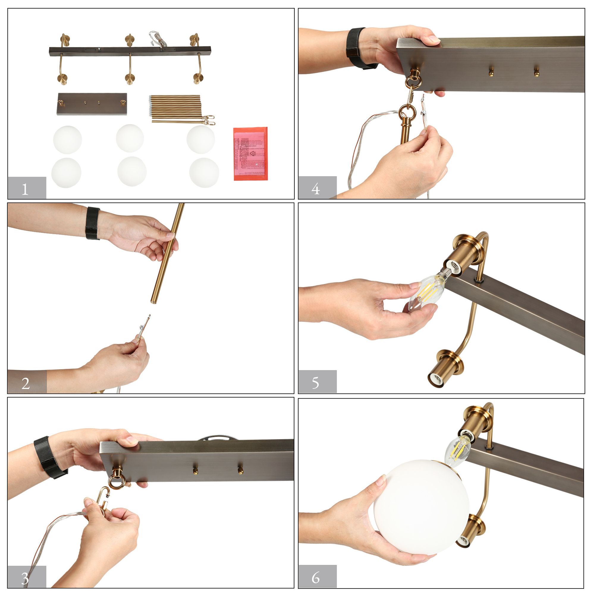 Aladarimo 6-Light Opal Glass Island Chandelier