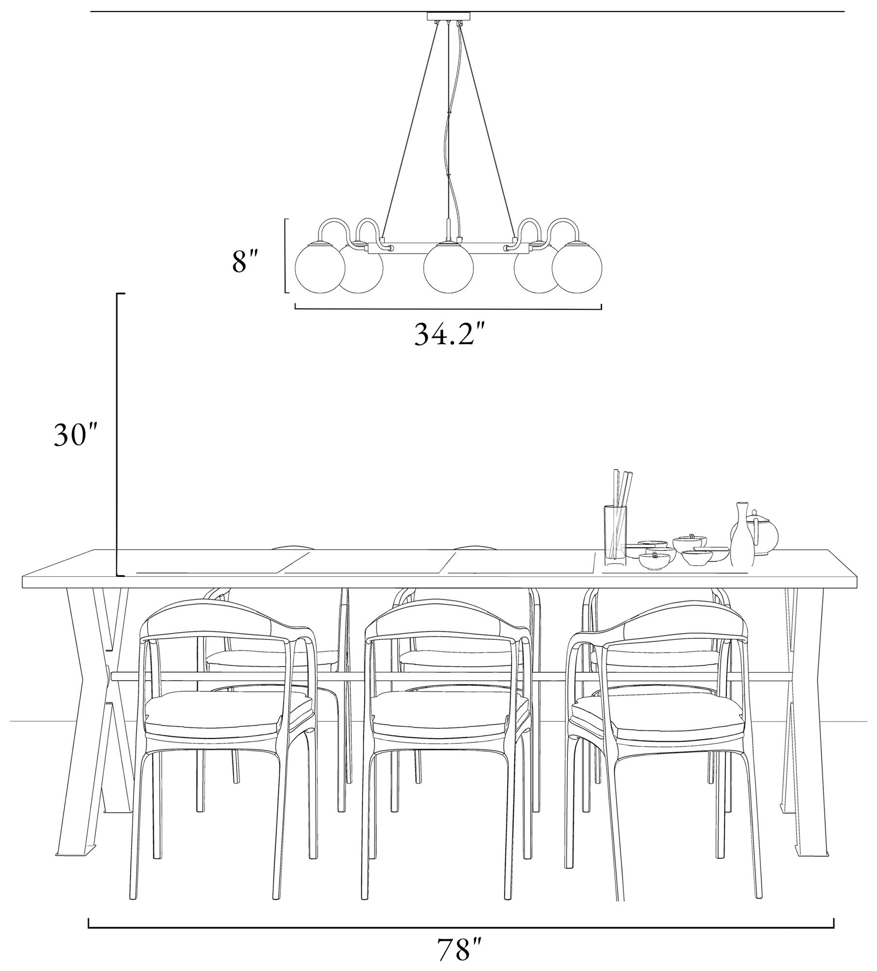 Aladarimo 8-Light Opal Glass Chandelier - Made to Order