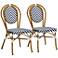Alaire Blue and White Outdoor Bistro Dining Chairs Set of 2