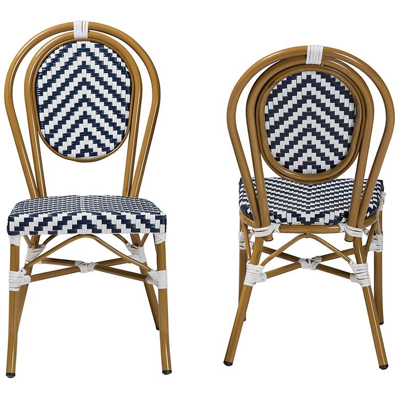 Image 5 Alaire Blue and White Outdoor Bistro Dining Chairs Set of 2 more views