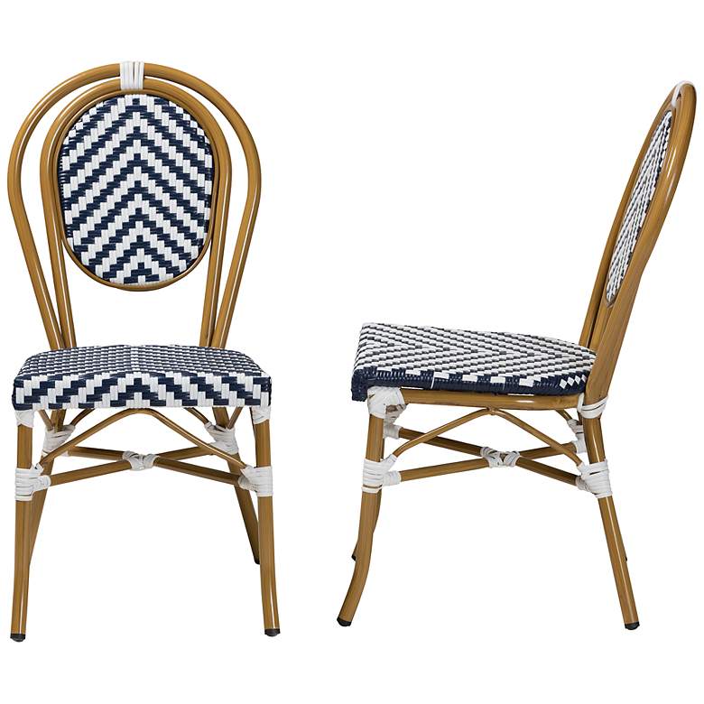 Image 6 Alaire Blue and White Outdoor Bistro Dining Chairs Set of 2 more views