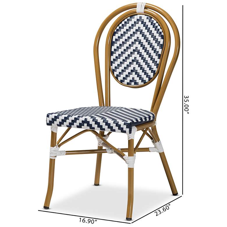 Image 7 Alaire Blue and White Outdoor Bistro Dining Chairs Set of 2 more views