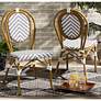 Alaire Gray and White Outdoor Bistro Dining Chairs Set of 2