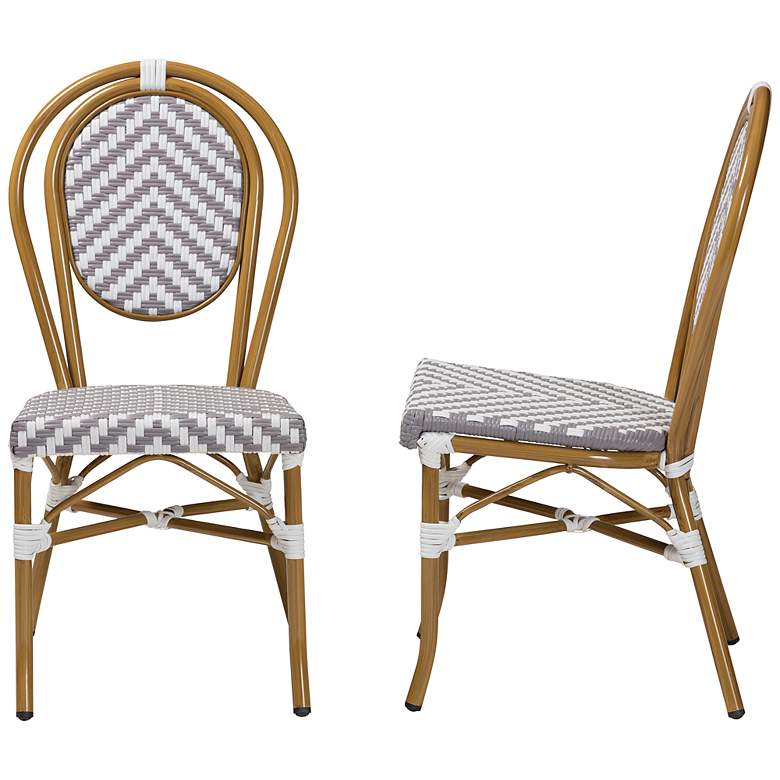 Image 6 Alaire Gray and White Outdoor Bistro Dining Chairs Set of 2 more views