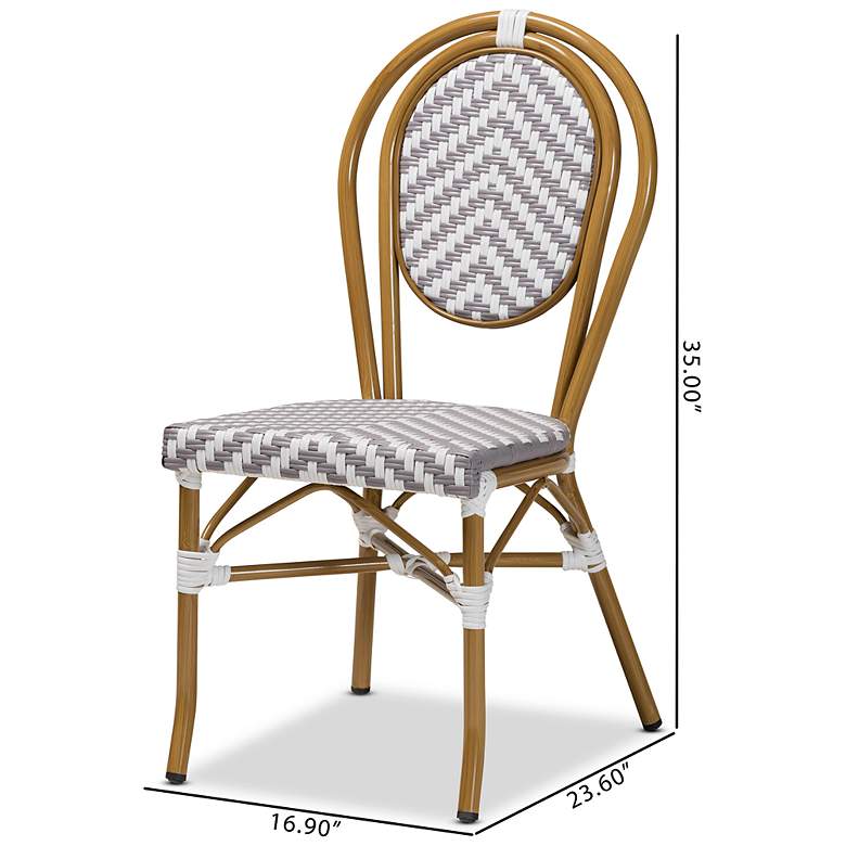 Image 7 Alaire Gray and White Outdoor Bistro Dining Chairs Set of 2 more views
