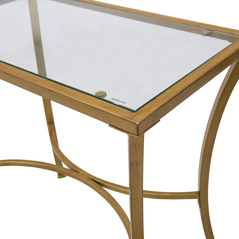 Image 3 Alana 24" Wide Clear Glass Antique Gold Metal Accent Table more views