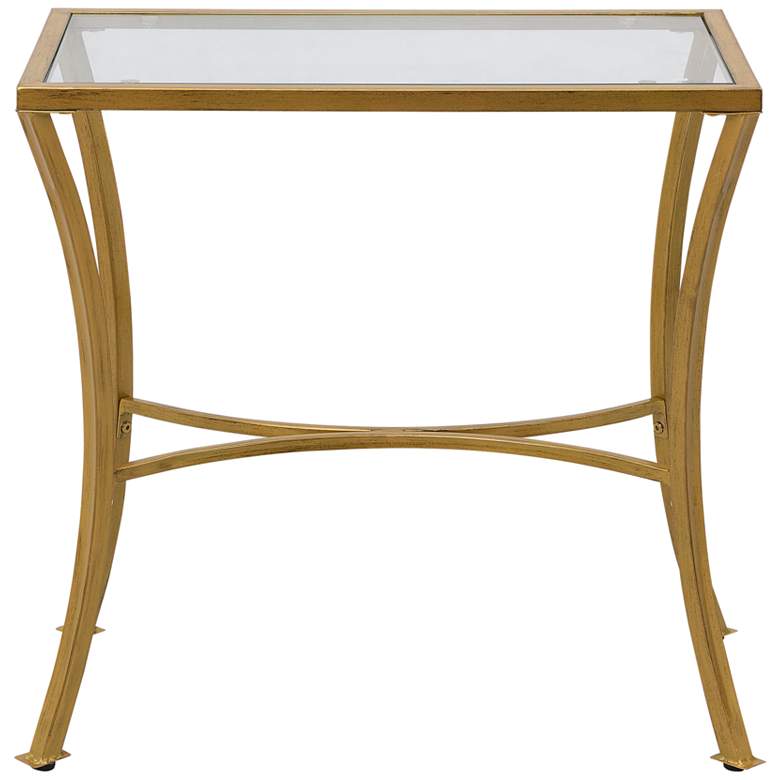 Image 4 Alana 24" Wide Clear Glass Antique Gold Metal Accent Table more views