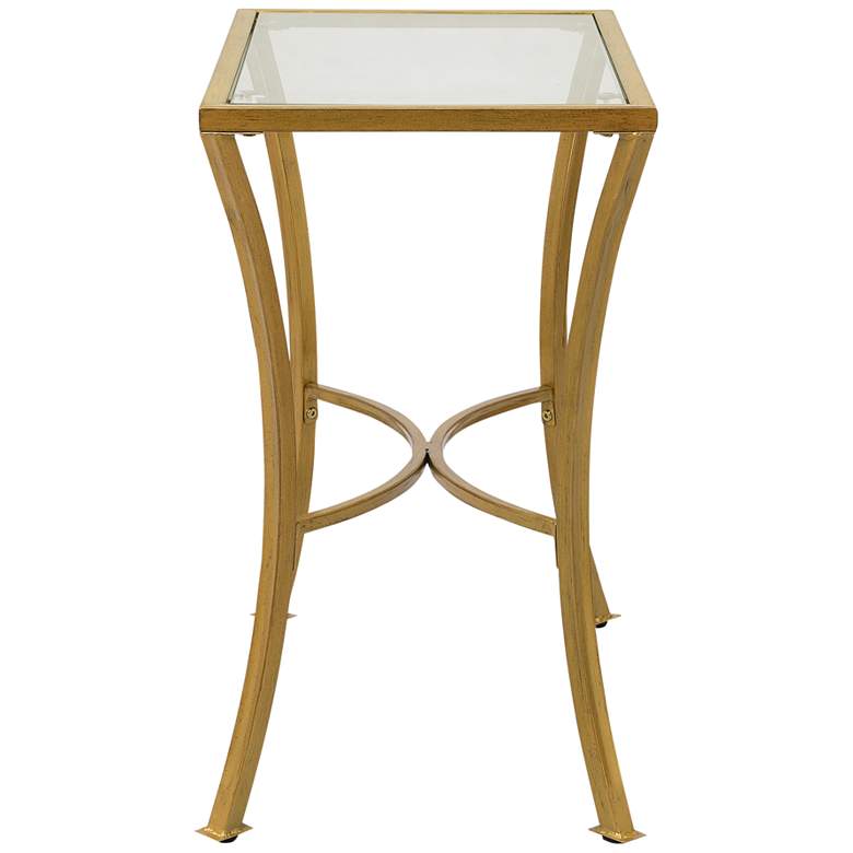 Image 5 Alana 24" Wide Clear Glass Antique Gold Metal Accent Table more views