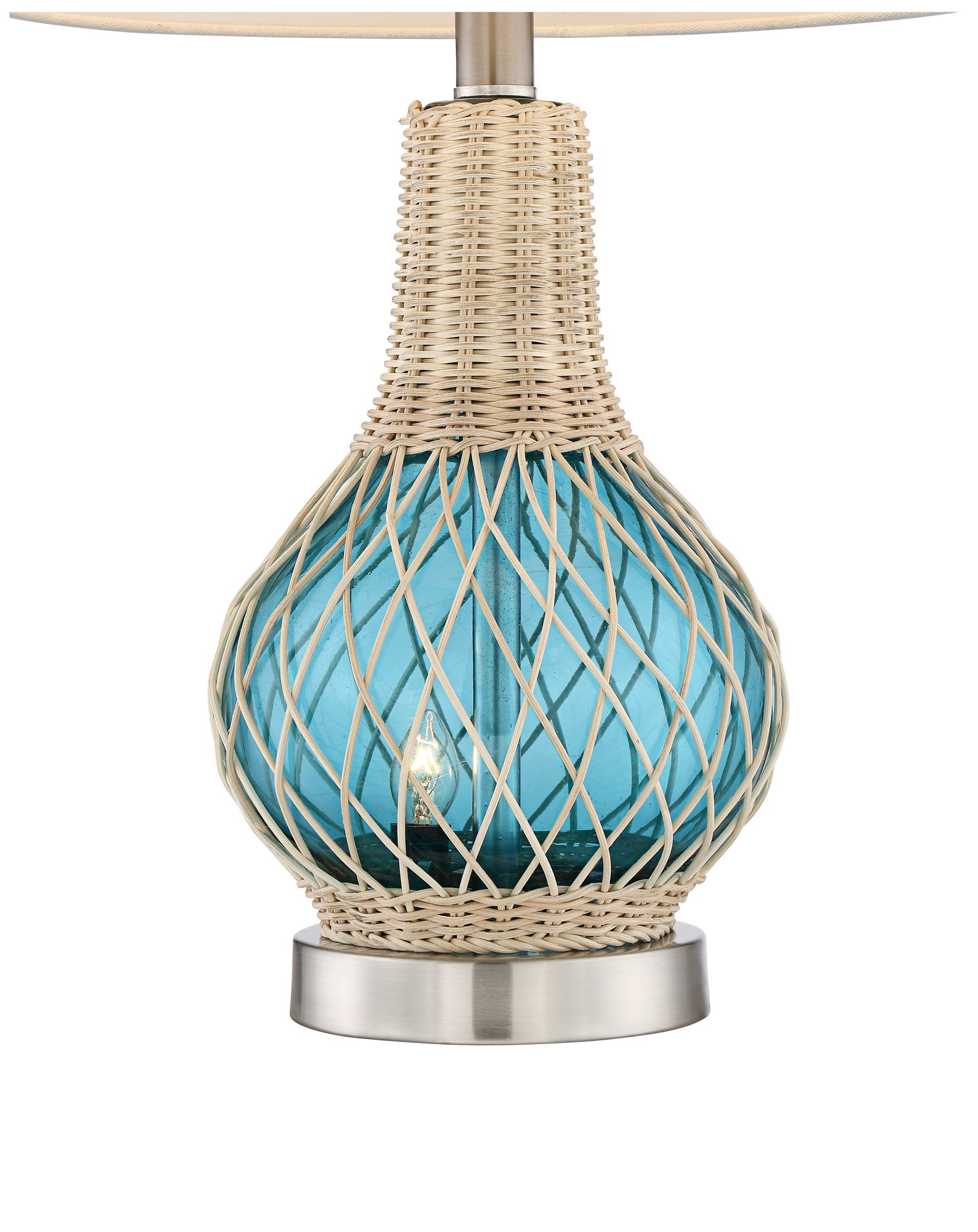 Alana Blue Glass Accent Night Light Lamp with Table Top Dimmer 89K69