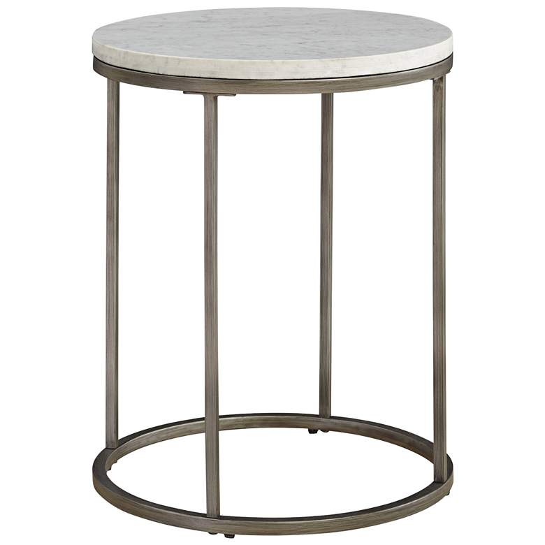Image 1 Alana Steel and White Marble Top Round End Table