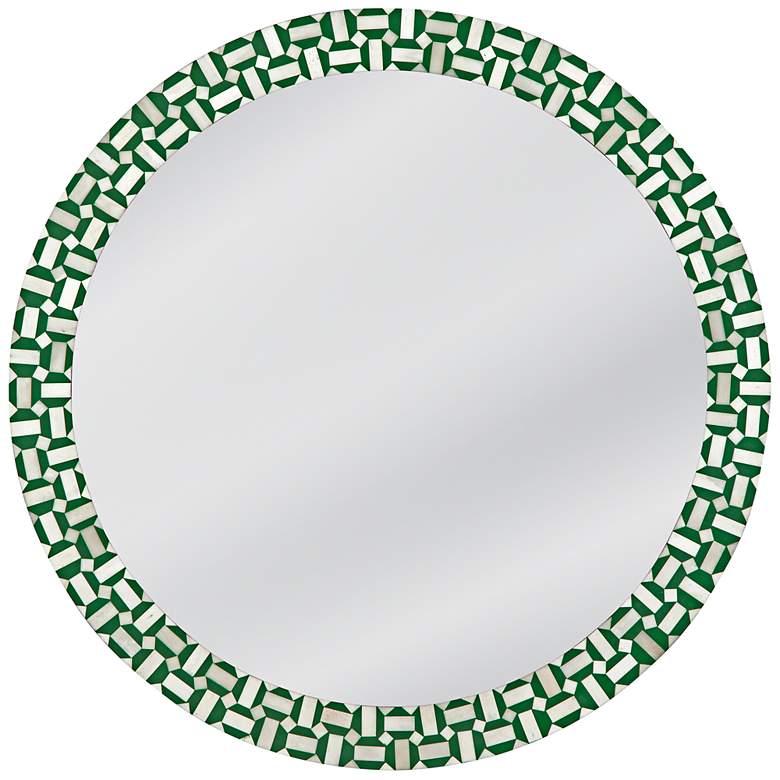 Image 1 Alanis Green and Cream 36" Round Wall Mirror