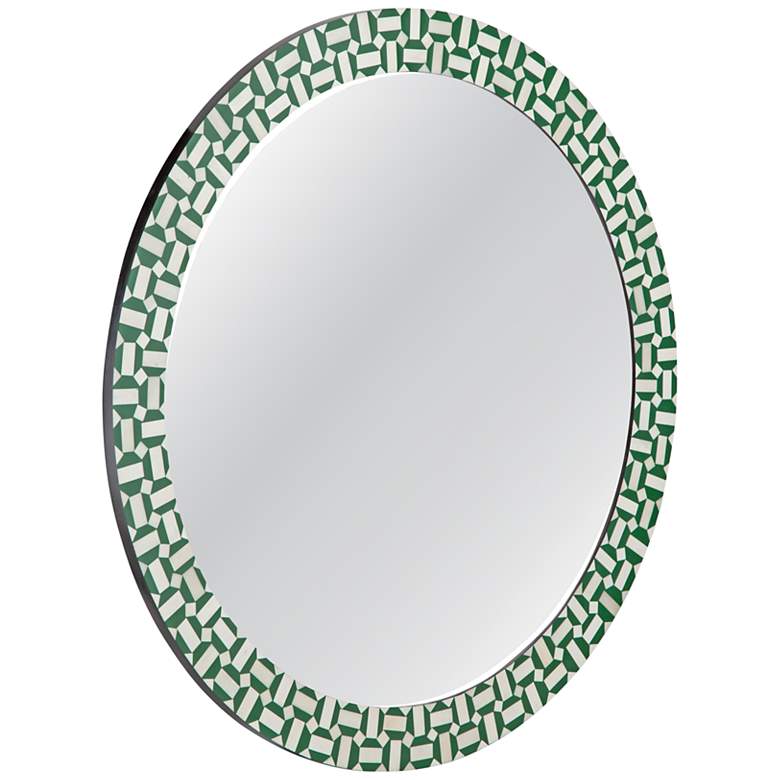 Image 2 Alanis Green and Cream 36" Round Wall Mirror more views