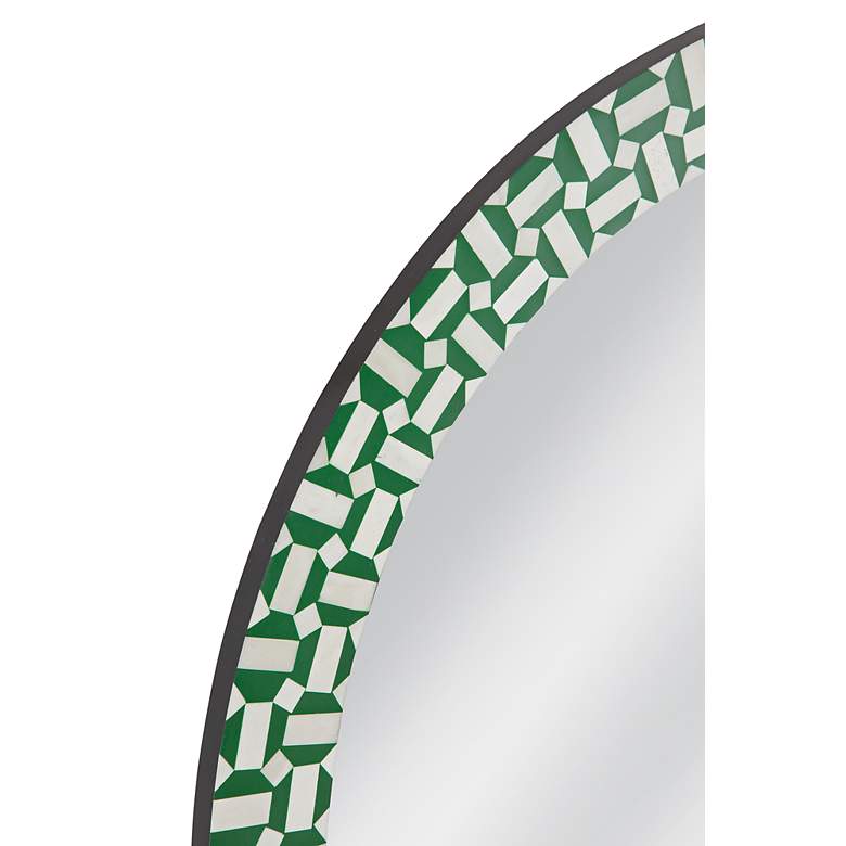 Image 3 Alanis Green and Cream 36" Round Wall Mirror more views