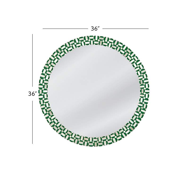 Image 4 Alanis Green and Cream 36" Round Wall Mirror more views