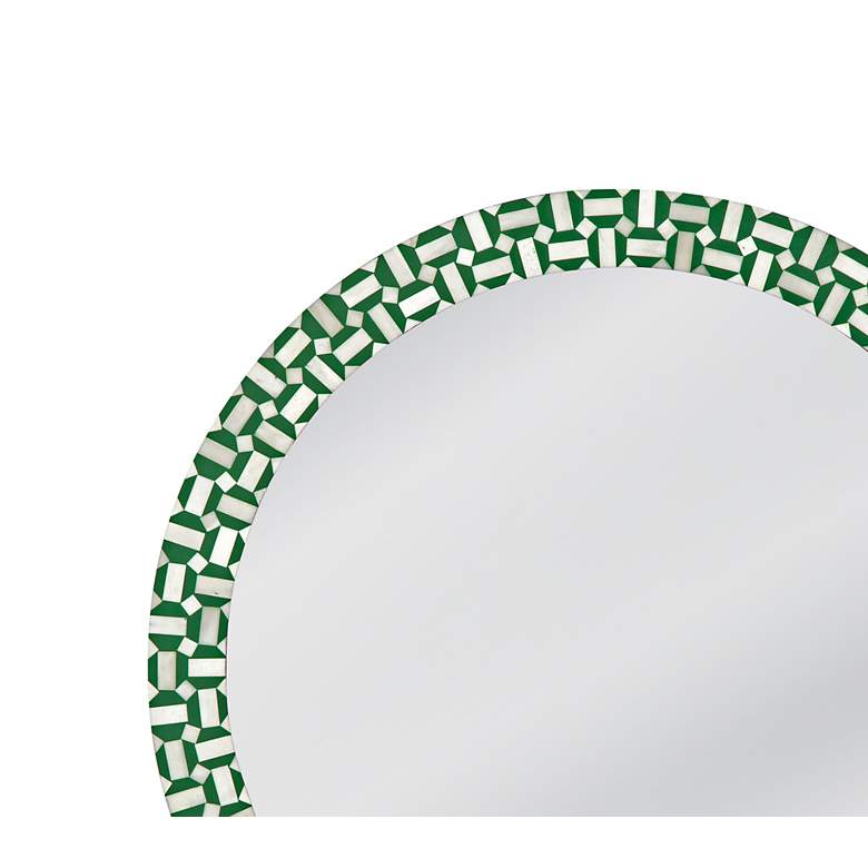 Image 5 Alanis Green and Cream 36" Round Wall Mirror more views