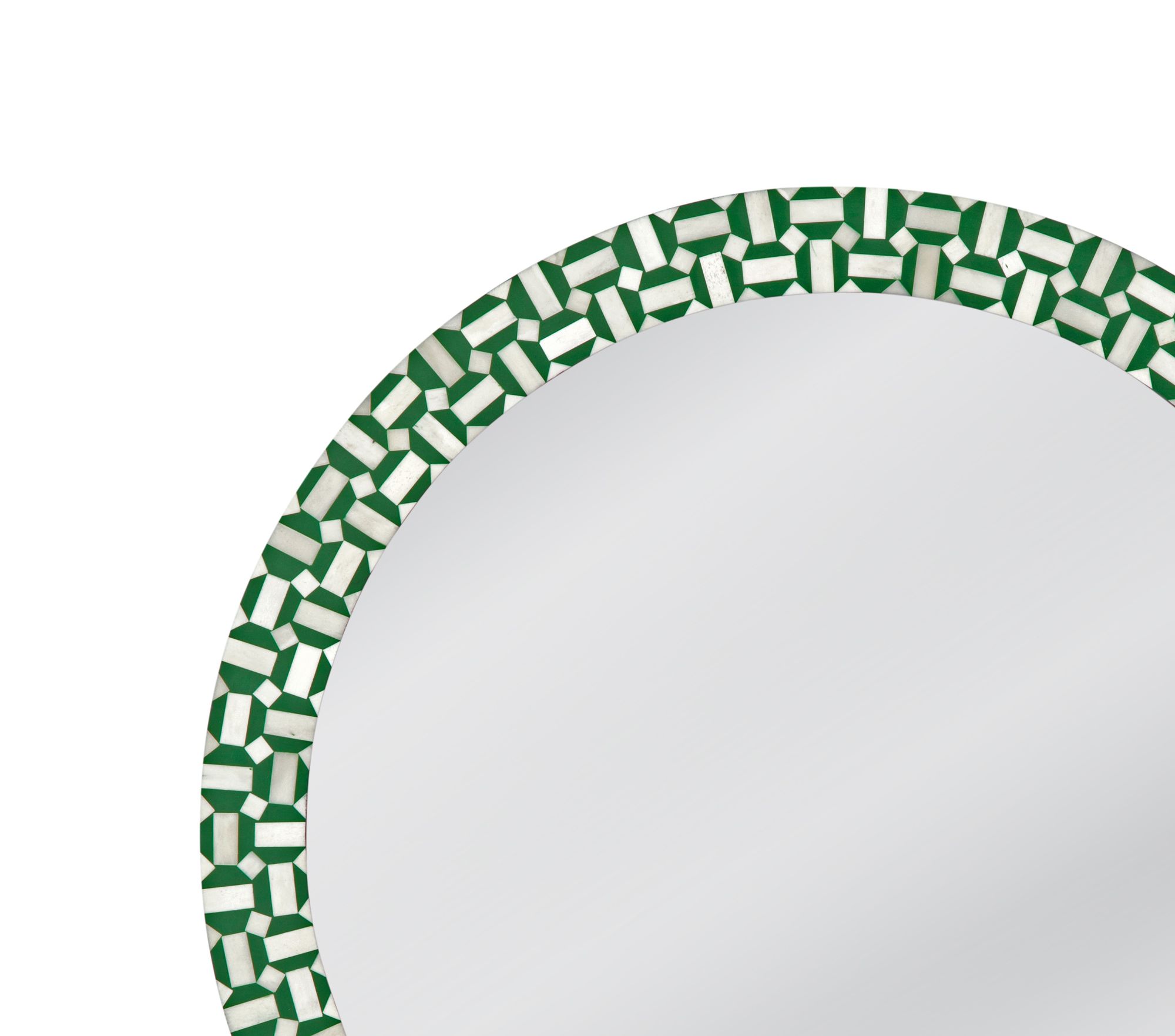 Image 6 Alanis Green and Cream 36" Round Wall Mirror more views