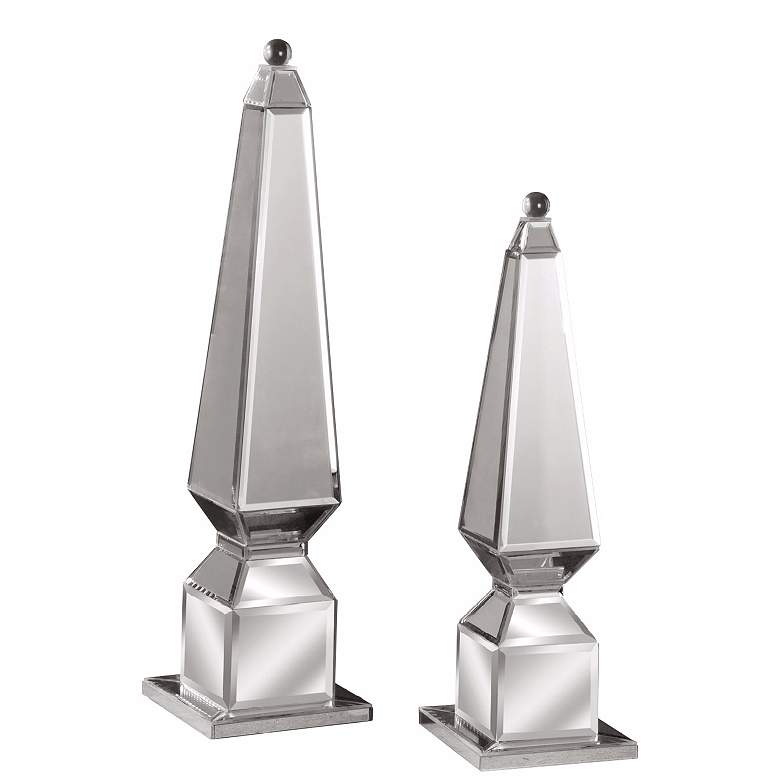 Image 1 Alanna 24" and 19" High Decorative Mirrored Table Finials
