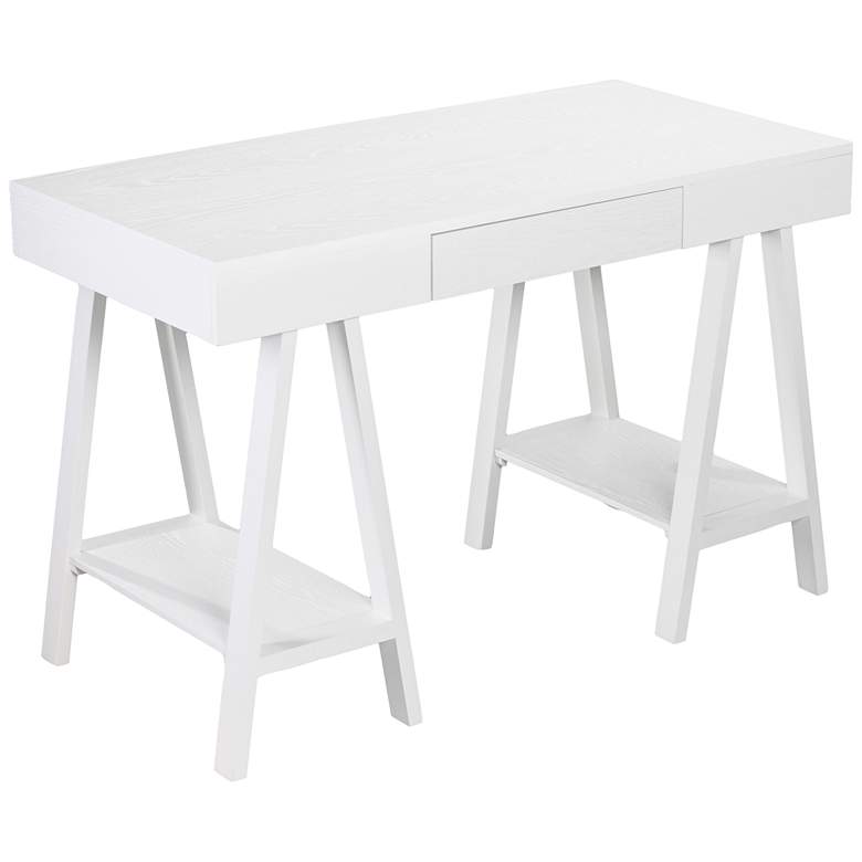 Image 1 Alaska 47 1/4 inch Wide White Wood 1-Drawer Modern Writing Desk