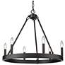 1_Alastair 24" Wide Matte Black 6-Light Wagon Wheel Chandelier