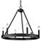 Alastair 24" Wide Matte Black 6-Light Wagon Wheel Chandelier