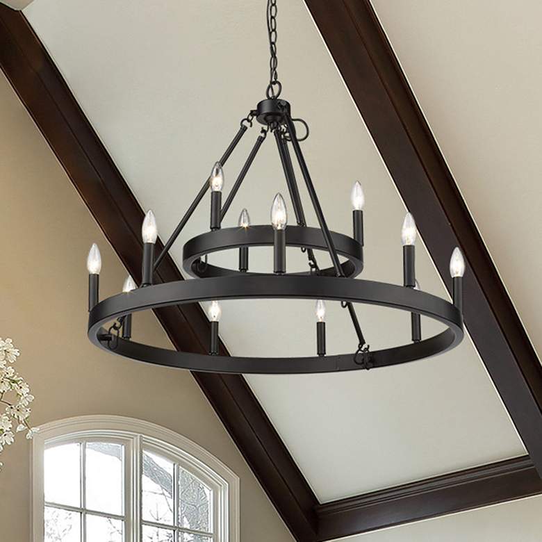 Image 1 Alastair 32" Wide Matte Black 12-Light Chandelier