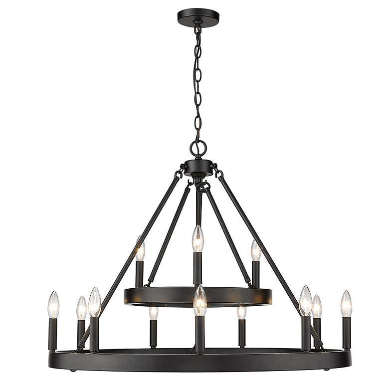 Image 3 Alastair 32" Wide Matte Black 12-Light Chandelier more views