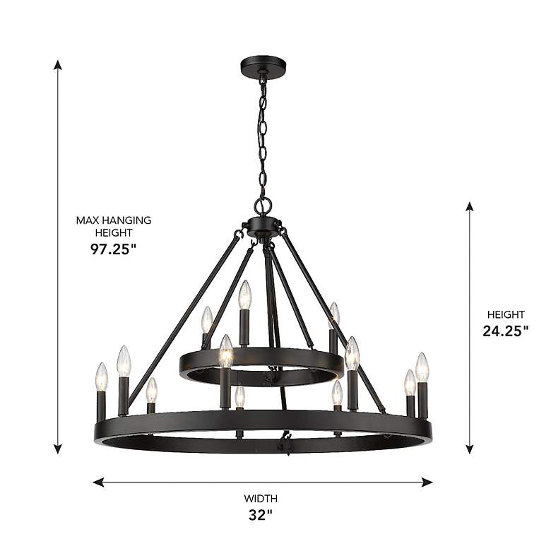 Image 5 Alastair 32" Wide Matte Black 12-Light Chandelier more views