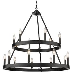 Alastair 32" Wide Matte Black 15-Light 2-Tier Chandelier