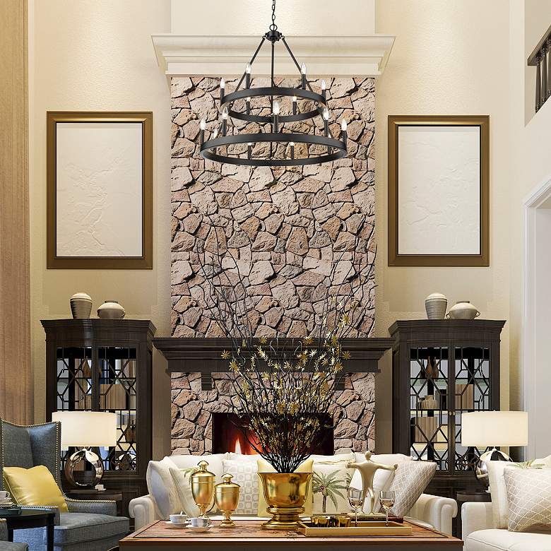 Image 6 Alastair 32" Wide Matte Black 15-Light 2-Tier Chandelier more views