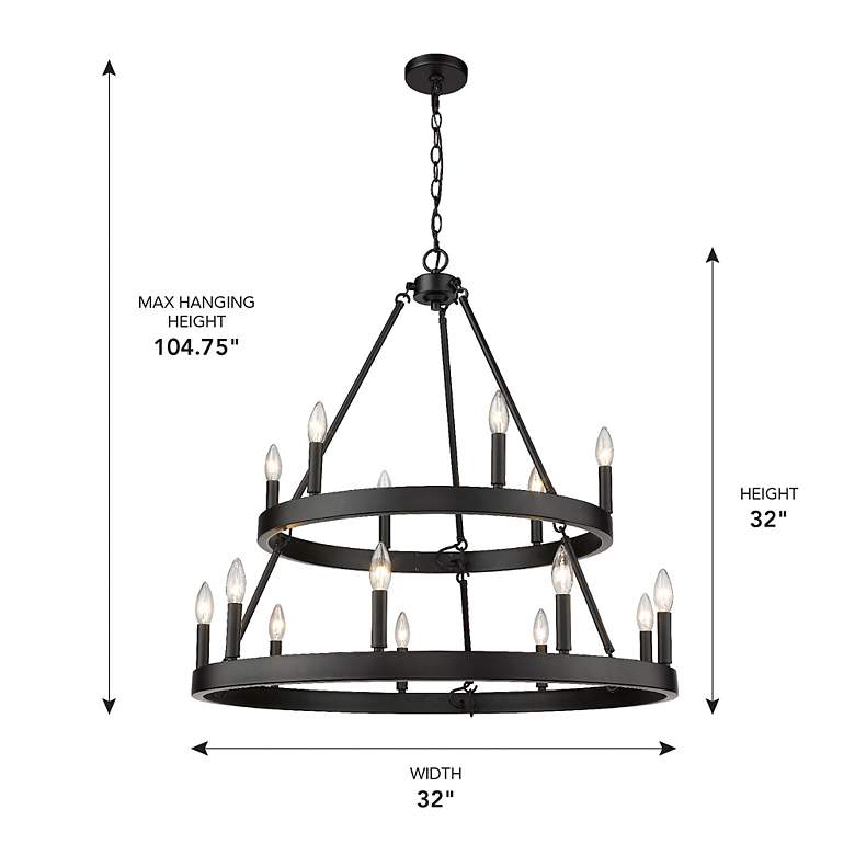 Image 7 Alastair 32" Wide Matte Black 15-Light 2-Tier Chandelier more views